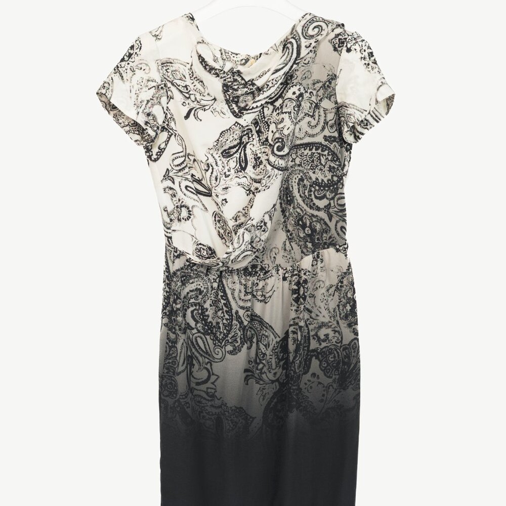 Etro White & Black Ombre Paisley Silk-Crepe Dress